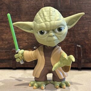 Yoda Action Figure with Green Light Saber